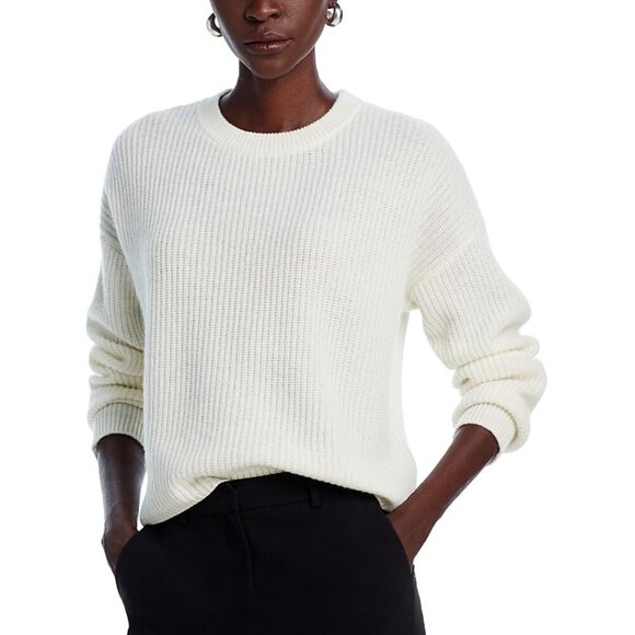 Aqua Cashmere Natural Shaker Stitch Drop Shoulder Sweater – Size L NWT - Picture 1 of 7